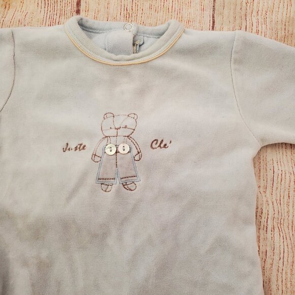 Juste Cle blue velour footed sleeper sz 68 (6 months) - Picture 3 of 4